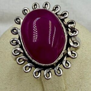 Sterling silver signed Pink Ring size 9